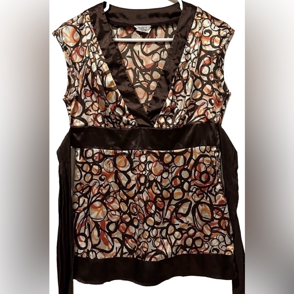 Studio Y Faux Wrap Top Sleeveless Colorful BOHO